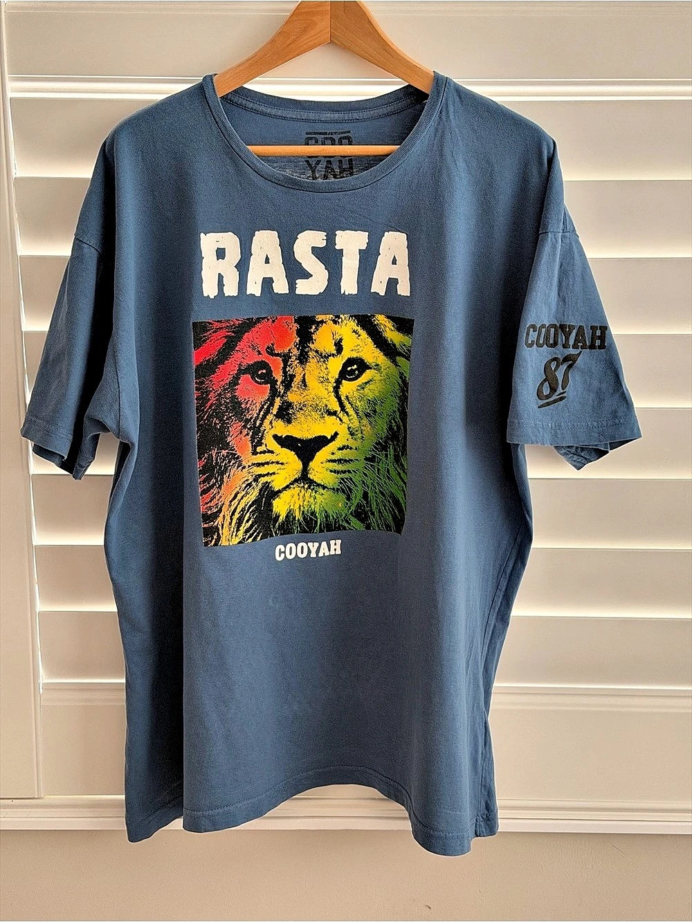 Cooyah Rasta Lion Graphic Tee in Blue XXL
